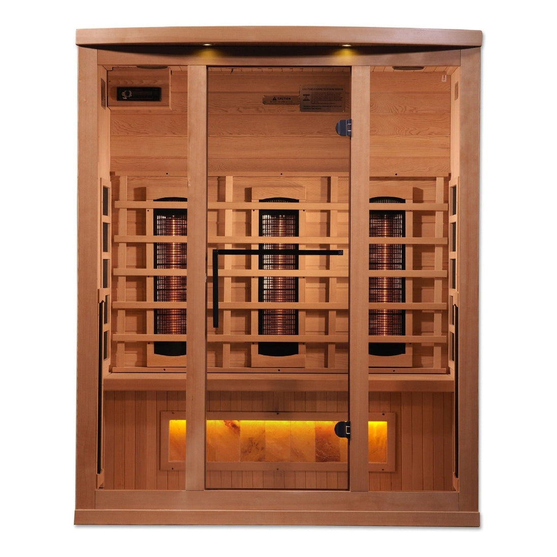 Golden Designs 3-Person Full Spectrum PureTech™ Near Zero EMF Infrared Sauna with Himalayan Salt Bar