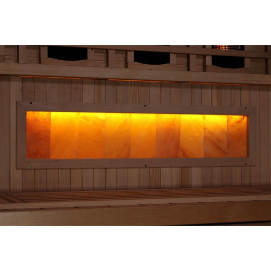 Golden Designs 3-Person Full Spectrum PureTech™ Near Zero EMF Infrared Sauna with Himalayan Salt Bar - ShopHubDepot