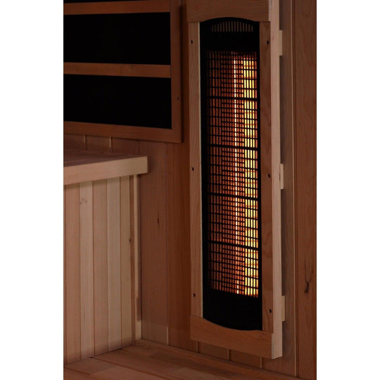 Golden Designs 3-Person Full Spectrum PureTech™ Near Zero EMF Infrared Sauna with Himalayan Salt Bar - ShopHubDepot