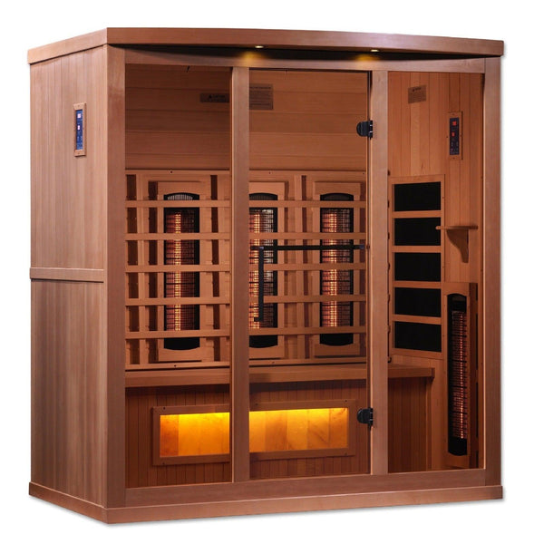 Golden Designs 4-Person Full Spectrum PureTech™ Near Zero EMF Infrared Sauna with Himalayan Salt Bar - ShopHubDepot