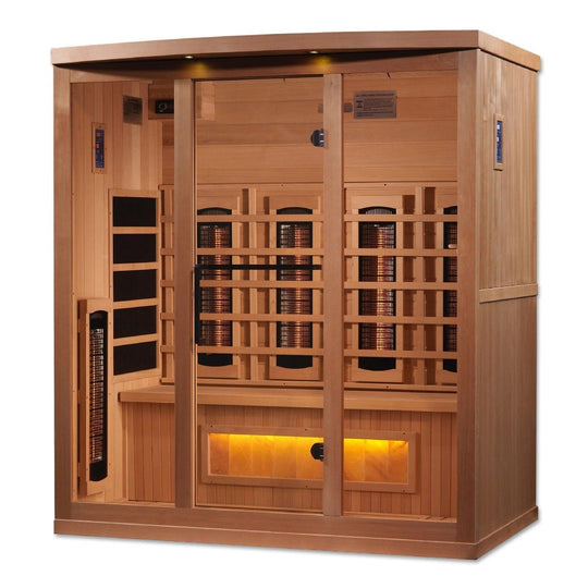 Golden Designs 4-Person Full Spectrum PureTech™ Near Zero EMF Infrared Sauna with Himalayan Salt Bar - ShopHubDepot