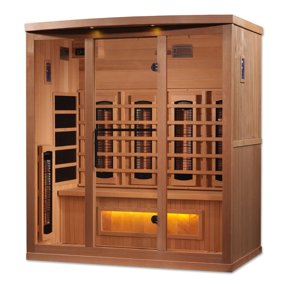 Golden Designs 4-Person Full Spectrum PureTech™ Near Zero EMF Infrared Sauna with Himalayan Salt Bar