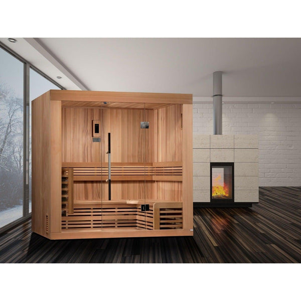 Golden Designs Copenhagen Edition 3 Person Traditional Steam Sauna - Canadian Red Cedar - ShopHubDepot