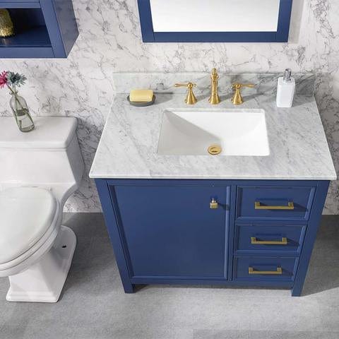 Legion Furniture 36" Blue Finish Sink Vanity Cabinet With Carrara White Top WLF2136-B - ShopHubDepot