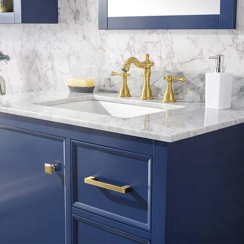 Legion Furniture 36" Blue Finish Sink Vanity Cabinet With Carrara White Top WLF2136-B - ShopHubDepot