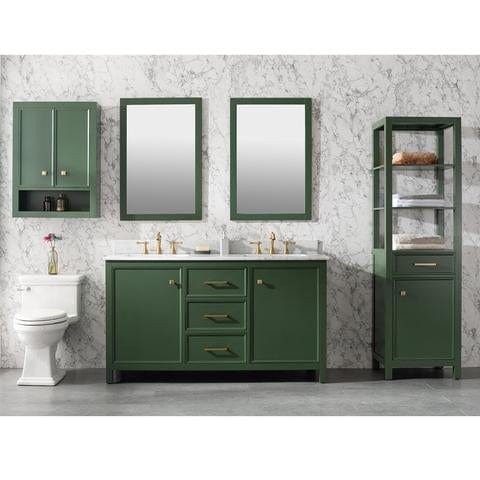 Legion Furniture 60" Vogue Green Finish Double Sink Vanity Cabinet With Carrara White Top WLF2160DVG - ShopHubDepot