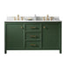 Legion Furniture 60" Vogue Green Finish Double Sink Vanity Cabinet With Carrara White Top WLF2160DVG - ShopHubDepot