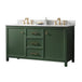 Legion Furniture 60" Vogue Green Finish Double Sink Vanity Cabinet With Carrara White Top WLF2160DVG - ShopHubDepot