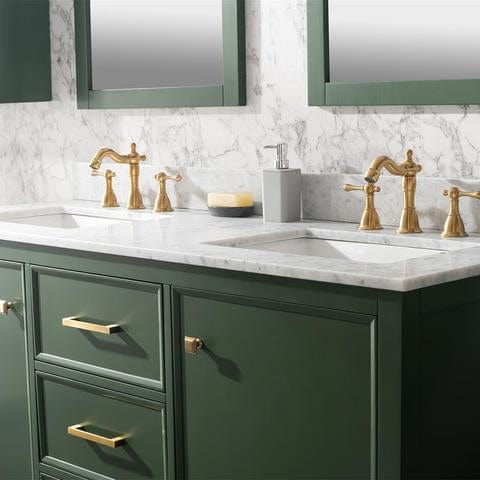 Legion Furniture 60" Vogue Green Finish Double Sink Vanity Cabinet With Carrara White Top WLF2160DVG - ShopHubDepot