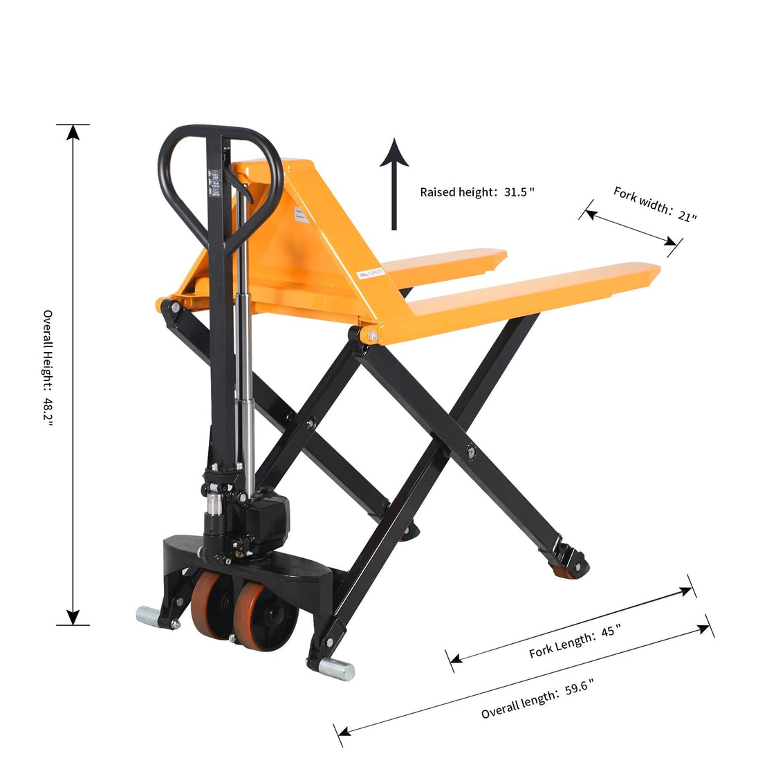 Apollolift Pallet Jack Lift 2200lbs. 45"Lx21"W Fork 3.3'' lowered. 31.5'' raised - A-1014 - ShopHubDepot