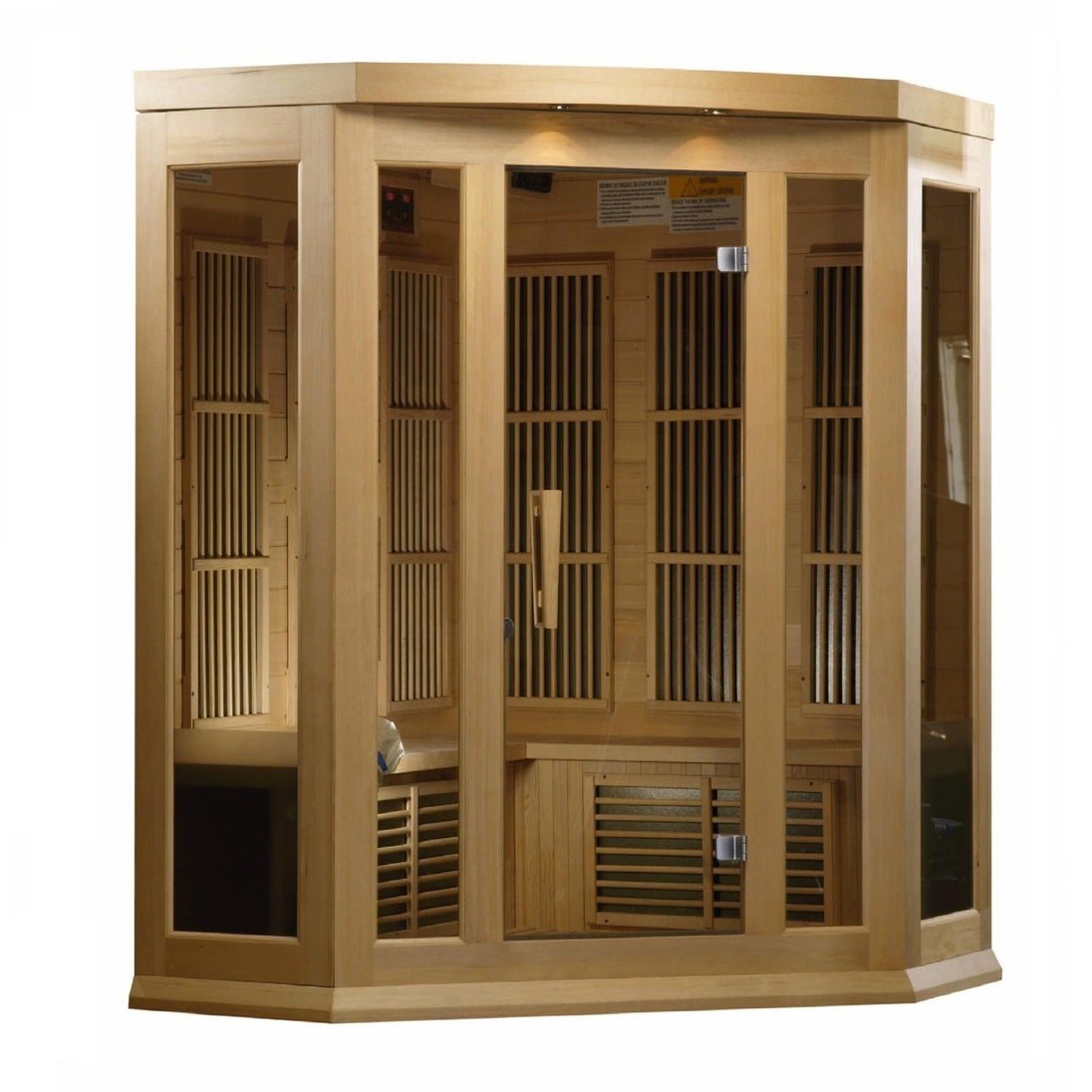 Maxxus 3-Person Corner Low EMF (Under 8MG) FAR Infrared Sauna (Canadian Hemlock) - ShopHubDepot