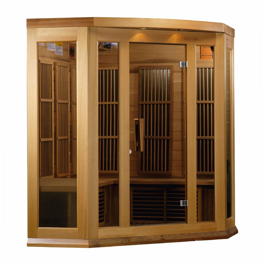 Maxxus 3-Person Corner Low EMF (Under 8MG) FAR Infrared Sauna (Canadian Red Cedar) - ShopHubDepot