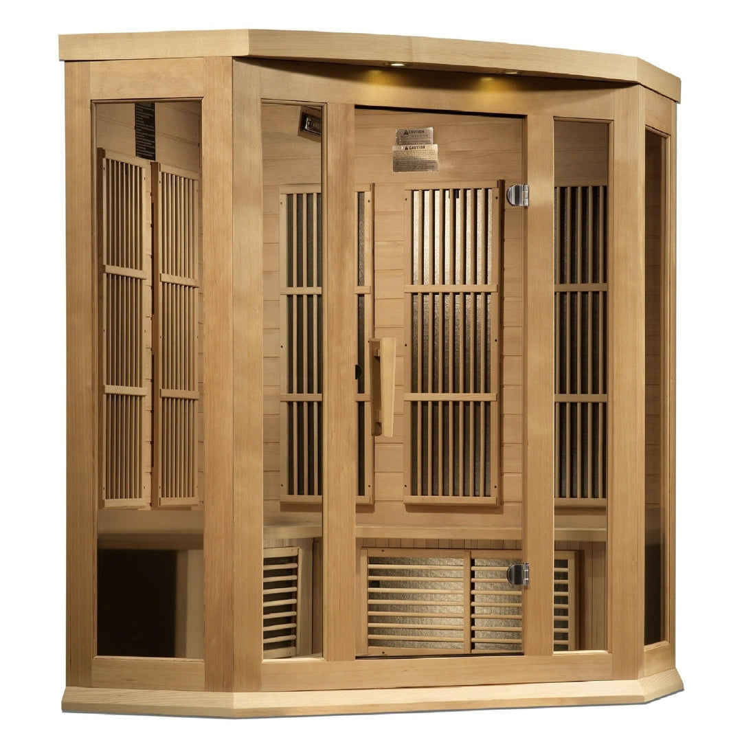 Maxxus 3-Person Corner Near Zero EMF (Under 2MG) FAR Infrared Sauna (Canadian Hemlock) - ShopHubDepot