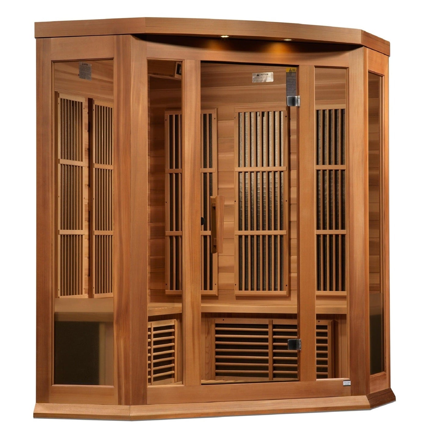 Maxxus 3-Person Corner Near Zero EMF (Under 2MG) FAR Infrared Sauna (Red Cedar) - ShopHubDepot