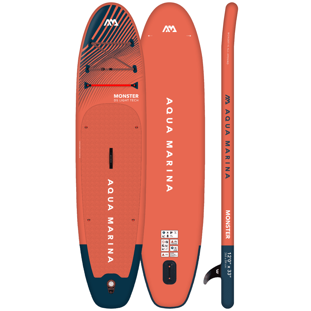 Aqua Marina 12’0″ Monster (Sky Glider) - All-around iSUP, 3.66m/15cm, with aluminum SPORTS III paddle and safety leash - ShopHubDepot
