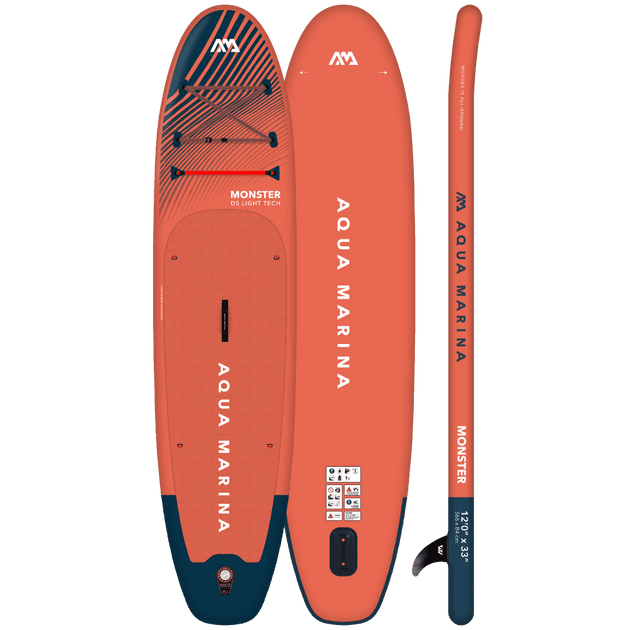 Aqua Marina 12’0″ Monster (Sky Glider) - All-around iSUP, 3.66m/15cm, with aluminum SPORTS III paddle and safety leash - ShopHubDepot