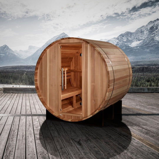 Golden Designs "St. Moritz" 2 Person Barrel Traditional Sauna - Pacific Cedar - GDI-B002-01