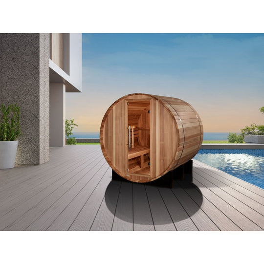 Golden Designs "St. Moritz" 2 Person Barrel Traditional Sauna - Pacific Cedar - GDI-B002-01