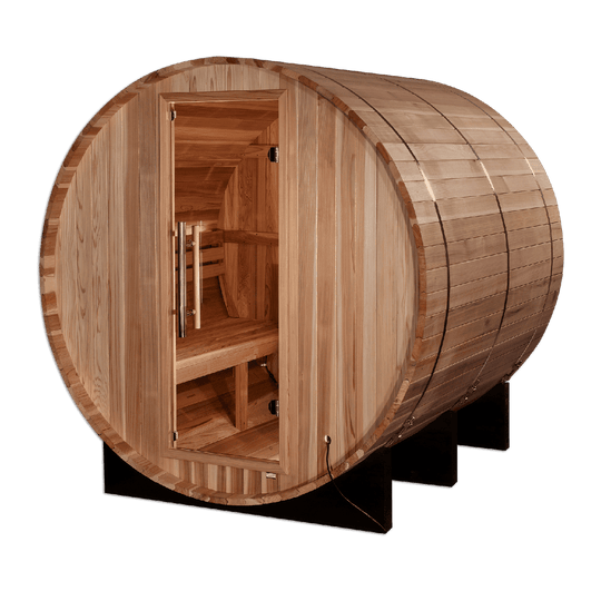 Golden Designs "Arosa" 4 Person Barrel Traditional Sauna - Pacific Cedar - GDI-B004-01 - ShopHubDepot