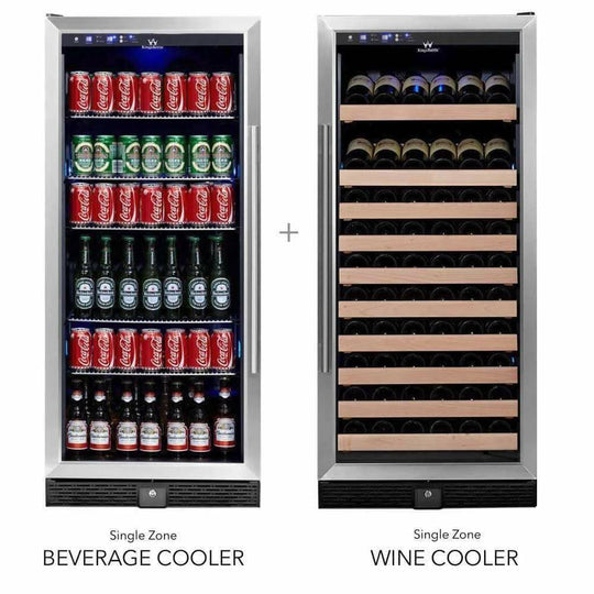 Kings Bottle 56" Upright Wine And Beverage Refrigerator Combo With Glass Door - KBU100BW2-SS - ShopHubDepot