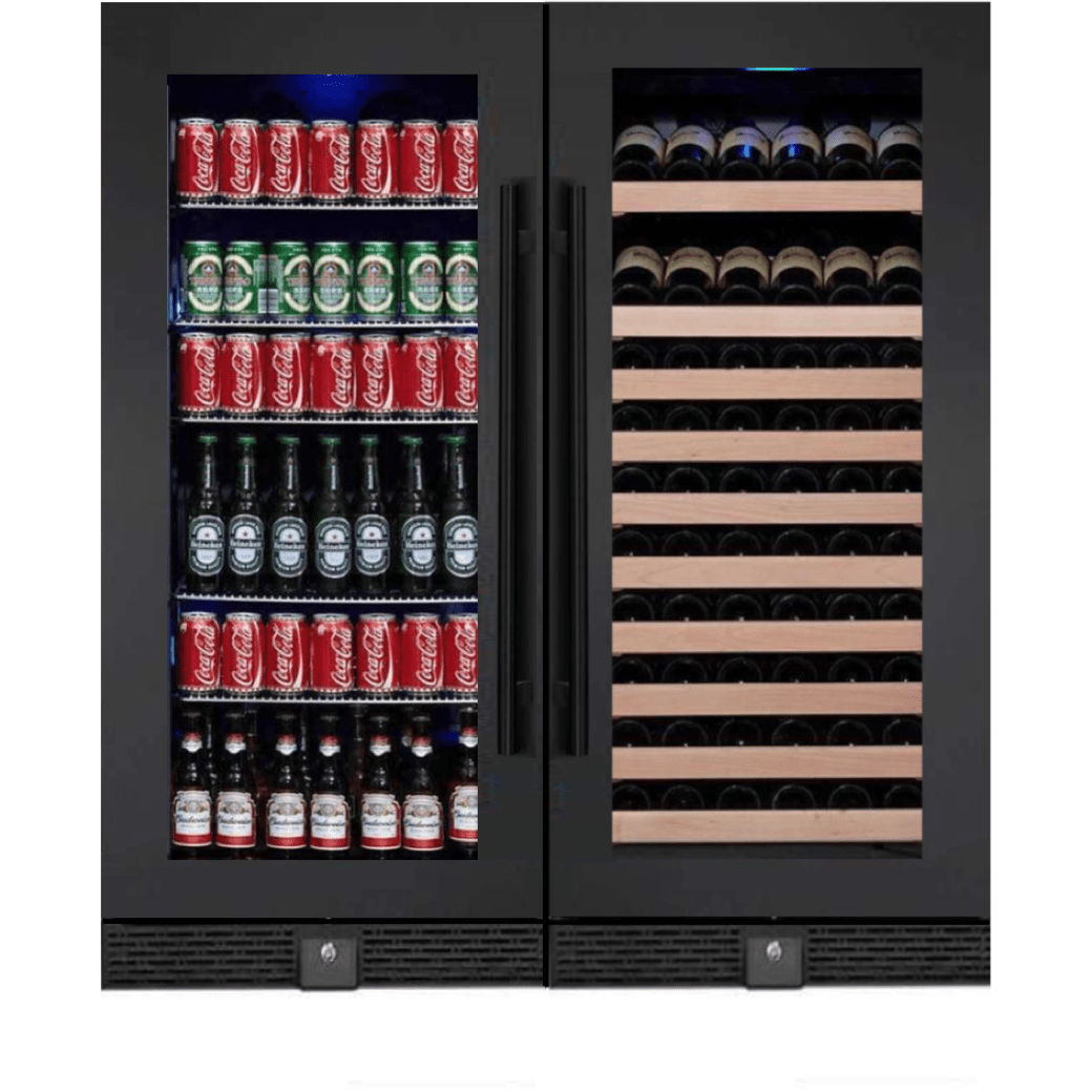 Kings Bottle 56" Upright Wine And Beverage Refrigerator Combo With Glass Door - KBU100BW2-SS - ShopHubDepot