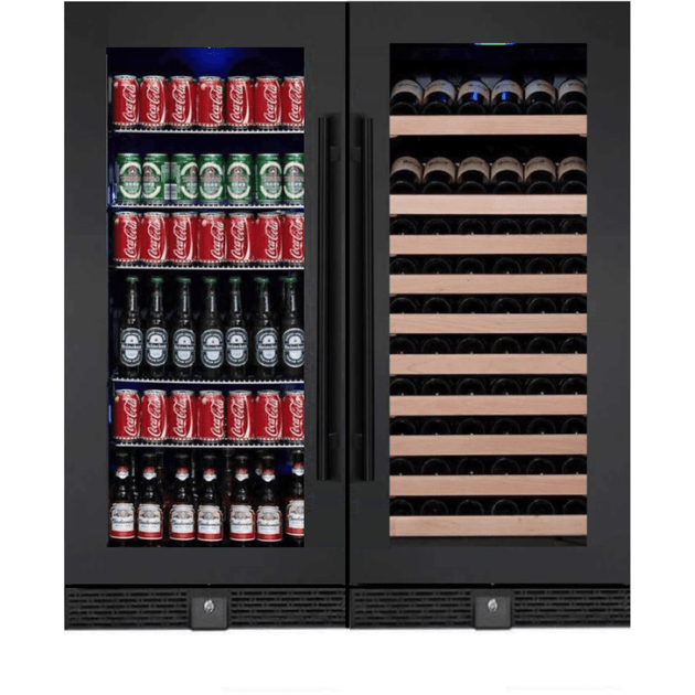 Kings Bottle 56" Upright Wine And Beverage Refrigerator Combo With Glass Door - KBU100BW2-SS - ShopHubDepot
