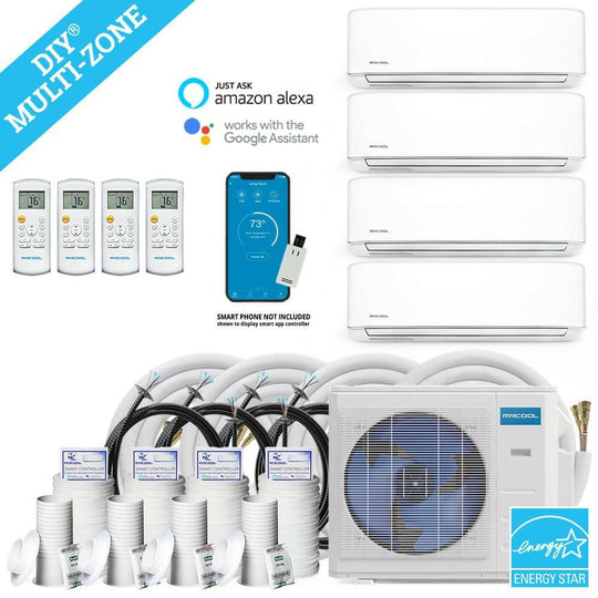 MRCOOL DIY Mini Split - 42,000 BTU 4 Zone Ductless Air Conditioner and Heat Pump with 25 ft. Install Kit, DIYM436HPW02C84 - ShopHubDepot